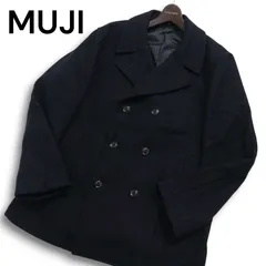 定番★人気 MUJI 無印良品 秋冬 メルトン ウール★ ピーコート Pコート Sz.XL メンズ 紺 ネイビー 大きいサイズ 通勤 通学に