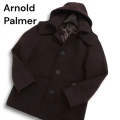 Arnold Palmer アーノルドパーマー 秋冬 ウール混★ フード着脱可 ロゴ刺繍 ステンカラー コート ミドル丈 Sz.3 メンズ