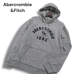 Abercrombie&Fitch アバクロンビー＆フィッチ ロゴ 裏起毛★ フーディー パーカー Sz.XL メンズ 灰 グレー 大きいサイズ