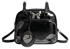 【特価商品】オタ活 二次元 おたく JK 通勤 高校生 通学 推し活 軽量 コンパクト 小さめ 2WAY プレゼント おしゃれ かわいい ソフトレザー PU スクエア型 見せバッグ 女性 レディース: y2k リュック 痛バッグ [HIKKER-LINK]