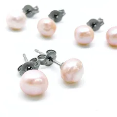 カラー淡水パール チタン ピアス シンプル 一粒 ひと粒 真珠 ピンク 冠婚葬祭 結婚式 ブライダル 二次会 ウェディング 金属アレルギー対応 披露宴 卒業式 入学式 ベビーピンクオレンジ 小粒 デビュー 6月誕生石 天然石 宝石 アクセサリー ジュエリー
