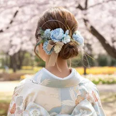●成人式 結婚式 前撮り髪飾り●青系花のウェディングヘッドドレス