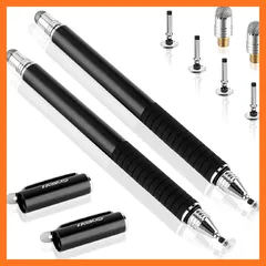 【新品】 MEKO スタイラス タッチペン2本 +交換用ペン先６個 iPhone iPad Android タブレット（ブラック/ブラック） 0