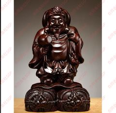 福の神 鎮宅辟邪 黒檀 木彫 大黒天 手作り招財開運 置物 精密細工 工芸