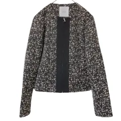 z1628 【美品】Leilian レリアン　ノーカラー　ジップアップジャケット　モノトーン　ベージュ　黒　レディース　9号　Mサイズ　セレモニー　オシャレ　高級感　上品