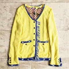 MSGM エムエスジーエム ☆ パイル地 ノーカラー ジャケット XS 伊製 イタリア製 イエロー系  XSのサムネイル