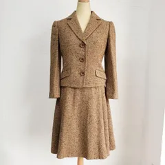 ハロッズ Harrods ☆ シルク混 ツイード セットアップ スカート 2 日本製 フォーマル ジャケット ベージュブラウン系のサムネイル