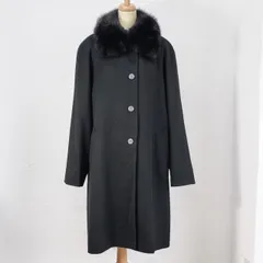 SAGA フォックスファー付 カシミヤ ロングコート LL ブルーフォックス ブラック 黒 コート ファー付き カシミヤコート  カシミヤ100%
