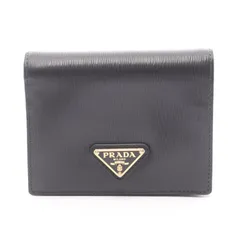 プラダ PRADA 二つ折り財布 ブラック レザー ロゴジャガード 二つ折財布 レディース Used A