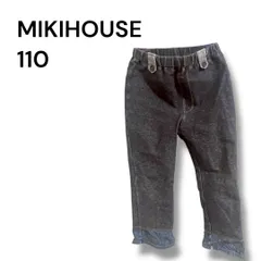 a1437 【MIKI HOUSE】サイズ110 デニム風パンツ カラフルロゴ刺繍 くま