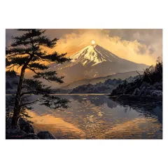 【A0サイズ(約84x119cm)】【lh-poster-4111】和風 金の富士 金運 ゴールド 山 富士山 ふじさん 横ポスター ご利益 運気 グッズ アイテム 開運 インテリア レトロ