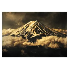 【B1サイズ（約73x103cm）】【lh-poster-4167】和風　金の富士 金運 ゴールド 山 富士山 ふじさん 横ポスター ご利益 運気 グッズ アイテム 開運 インテリア  レトロ