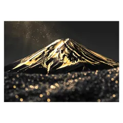 【A0サイズ（約84x119cm）】【lh-poster-4172】和風　金の富士 金運 ゴールド 山 富士山 ふじさん 横ポスター ご利益 運気 グッズ アイテム 開運 インテリア  レトロ