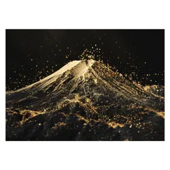 【B1サイズ（約73x103cm）】【lh-poster-4175】和風　金の富士 金運 ゴールド 山 富士山 ふじさん 横ポスター ご利益 運気 グッズ アイテム 開運 インテリア  レトロ