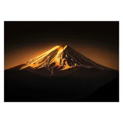 【A0サイズ（約84x119cm）】【lh-poster-4181】和風　金の富士 金運 ゴールド 山 富士山 ふじさん 横ポスター ご利益 運気 グッズ アイテム 開運 インテリア  レトロ