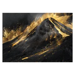 【B1サイズ（約73x103cm）】【lh-poster-4182】和風　金の富士 金運 ゴールド 山 富士山 ふじさん 横ポスター ご利益 運気 グッズ アイテム 開運 インテリア  レトロ