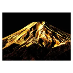 【B4サイズ（約25x36cm）】【lh-poster-4187】和風　金の富士 金運 ゴールド 山 富士山 ふじさん 横ポスター ご利益 運気 グッズ アイテム 開運 インテリア  レトロ
