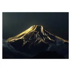 【A3サイズ（約30×42cm）】【lh-poster-4207】和風　金の富士 金運 ゴールド 山 富士山 ふじさん 横ポスター ご利益 運気 グッズ アイテム 開運 インテリア  レトロ