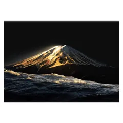 【B4サイズ（約25x36cm）】【lh-poster-4241】和風　金の富士 金運 ゴールド 山 富士山 ふじさん 横ポスター ご利益 運気 グッズ アイテム 開運 インテリア  レトロ