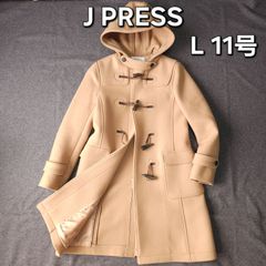 【J.PRESS】ジェイプレス 秋冬 スーパー100S 二重織 メルトン ロングダッフルコート 11号 L レディース ベージュ
