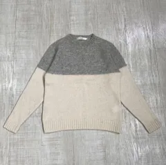 BEAMS LIGHTS シェットランド バイカラー クルーネック ニット ビームス ライツ シェットランドウール WOOL KNIT プルオーバー Size S