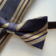 ⑤-7   蝶ネクタイ　ポケットチーフ　カフス3点セット