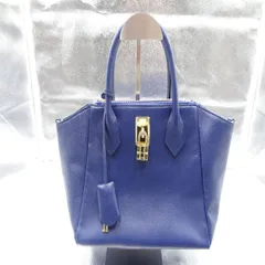 サマンサタバサ Samanntha Thavasa トートバッグ ハンドバッグ ショルダーバッグ ネイビー ゴールド金具 2WAY