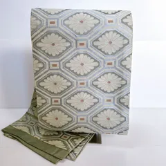 帯　袋帯　花　シルバー系　華やか　昭和レトロ　中古品　管理番号ARCAMRA1032