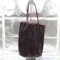 アニエスベー agnesb. トートバッグ ボヤージュ パンチングレザー 本革 ブラック＆レッド