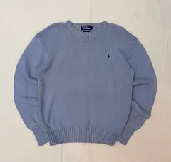00s ポロ ラルフローレン コットン ニット スカイブルー