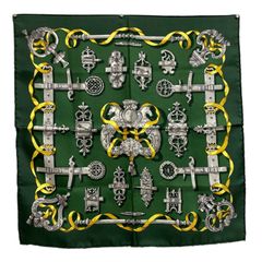 エルメス カレ45 Les Sangles シルクスカーフ サスペンダーベルト柄