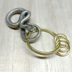 K56 ヘビ 蛇 パイソン 真鍮製 キーホルダー｜2025年 干支 巳年 開運 金運アップ 風水 縁起物 ブラスリング