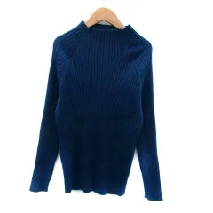 ミスティック mystic ニット カットソー リブ ハイネック 長袖 無地 F 青 ブルー /HO28