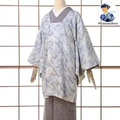 和装コート 単衣 道行 正絹 総絞り 工字繋ぎ オフホワイト 淡いブルーグレー 手縫い ビンテージ着物 kimonolove【リユース品 一点物 オゾン消臭サービス】A-2600