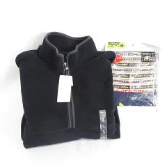 ユニクロ UNIQLO ヘインズ Hanes ジャケット アンダーウエア 2枚セット フリース プルオーバー ハーフジップ 腹巻ボクサー プリント 黒 紺 ブラック ネイビー L