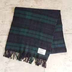ジョンストンズ ☆ チェック柄 カシミヤ マフラー スコットランド製 グリーン系 johnstons