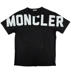 モンクレール MONCLER ロゴ 半袖 Tシャツ クルーネック トップス 半袖Ｔシャツ 綿 ブラック メンズ 【中古】