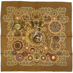 エルメス HERMES カレ 90 LE ROY SOLEIL 太陽王 スカーフ シルク ゴールド マルチカラー レディース 【中古】