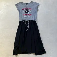 Hysteric Glamour （ヒステリックグラマー） 半袖ロングワンピース ドッキングワンピース カットソー×チュールスカート 刺繍イラスト 日本製 y2k 平成ギャル