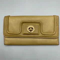美品　MARC BY MARC JACOBS マークジェイコブス　長財布　ロングウォレット　ターンロック　レザー　ゴールド金具　ロゴ型押し　y2k archive 00s マスタード　黄色　イエロー