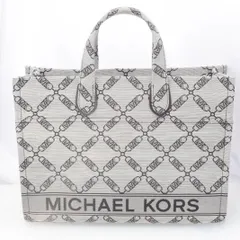 r-493☆ほぼ新☆新品マイケルコースGIGI エンパイア ロゴ ジャカード トート グレー