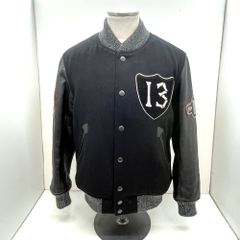 06w15831 美品 希少 SCHOTT ショット スタジャン 袖レザー切替 ボタン