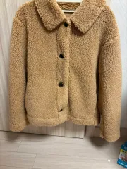 ユニクロ ブラウン カラージャケット ボア フリース ダッフルコート