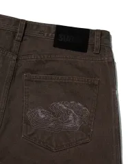 スウェード・コンテュア ポケット ワイド デニム パンツ _ブラウン