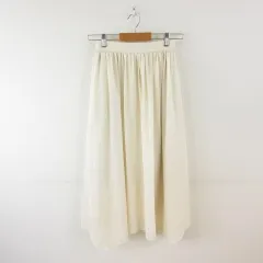 ジーユー GU ギャザーフレアロングスカート オフホワイト 白 S *T673