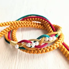 振袖用★帯締め 美品 パール 甘辛ミックス 正絹 成人式 振袖 飾り結び 103