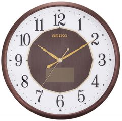 【中古】【非常に良い】セイコークロック(Seiko Clock) 掛け時計 ハイブリッドソーラー 電波 アナログ 茶 メタリック SF241B