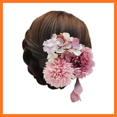 【新品】 和装 髪飾り 造花 フラワー ヘアピン ヘアクリップ 七五三 成人式 卒業式 結婚式 振袖 浴衣 袴 着物 和装 ヘアアクセサリー 3個セット (ダークピンク) 1