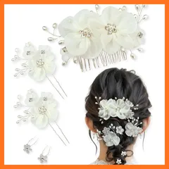 【新品】 [Toteca]髪飾り ヘアアクセサリー 髪留め コーム ヘアピン ヘッドドレス 結婚式 成人式 発表会 入学式 卒業式 七五三 パーティ ドレス 浴衣 着物 和装 袴 ホワイト 花 0