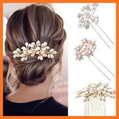 【新品】 3点セット ヘアピン パール 髪飾り ヘッドドレス コーム お花 手作り ヘアアクセサリー 結婚式 卒業式 入学式 髪飾り ヘッドドレス 和装 アレンジ 1